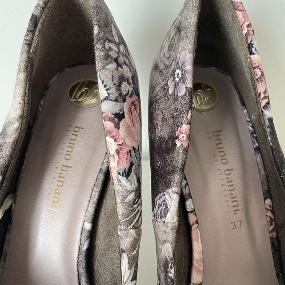 BRUNO BANANI Floral Grey Pointy Toe Size 37 (US 6.5) High Heel Shoes - Picture 5 of 8